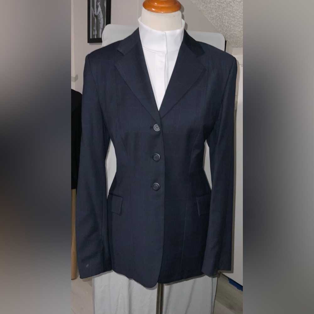 Grand Prix Elite Show Coat – Navy Plaid – Size 12T – Made in Canada